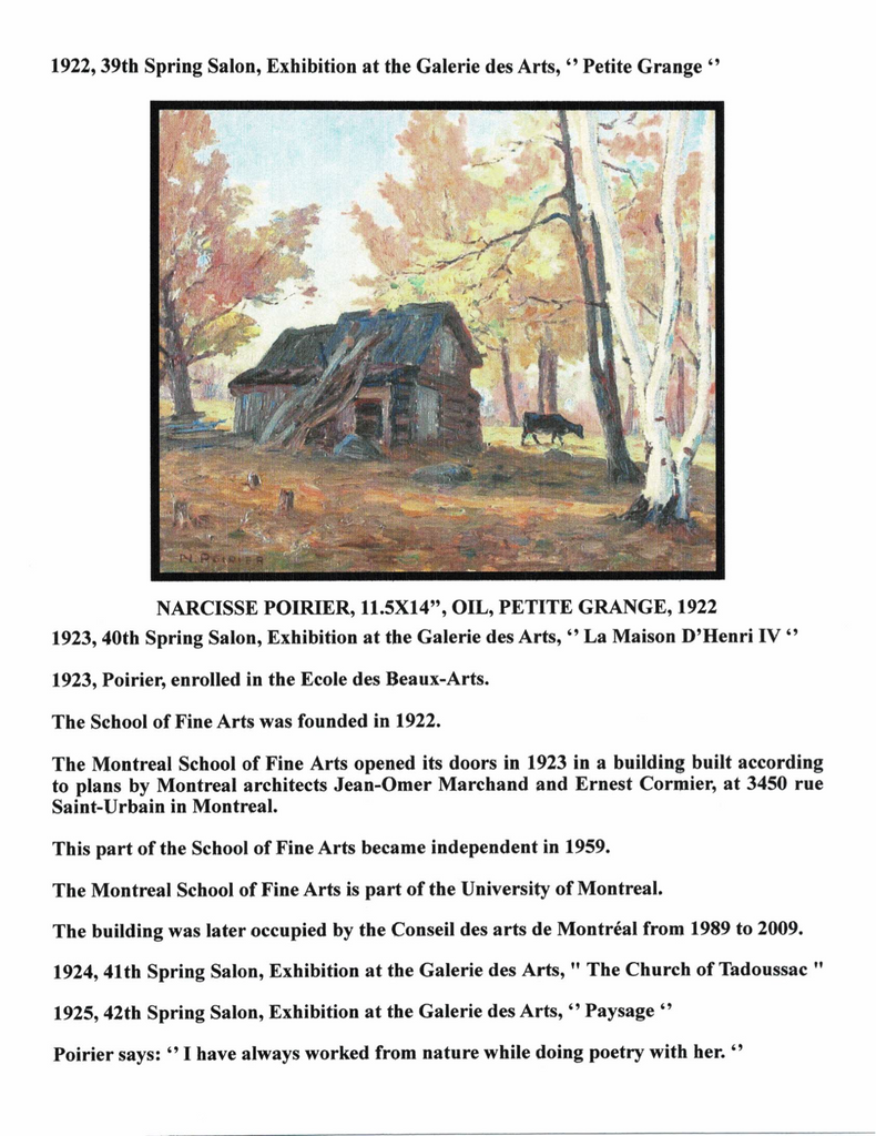 POIRIER NARCISSE, 1883-1984 (ÉBAM / MN / AJ / MBAM / RCA / AAM / PEINTRE DE LA MONTÉE SAINT-MICHEL) - Galerie2000