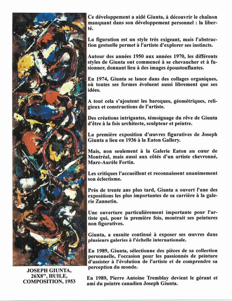 GIUNTA JOSEPH, 1911-2001 (MN / ÉBAM / AAM) - Galerie2000