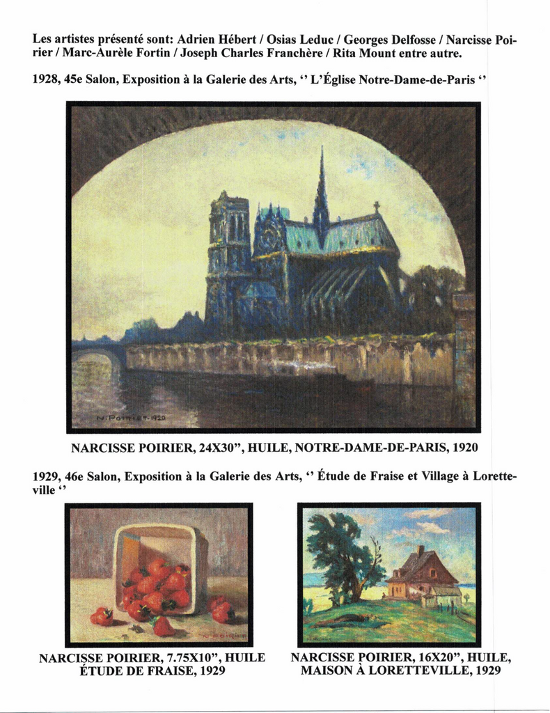 POIRIER NARCISSE, 1883-1984 (ÉBAM / MN / AJ / MBAM / RCA / AAM / PEINTRE DE LA MONTÉE SAINT-MICHEL) - Galerie2000