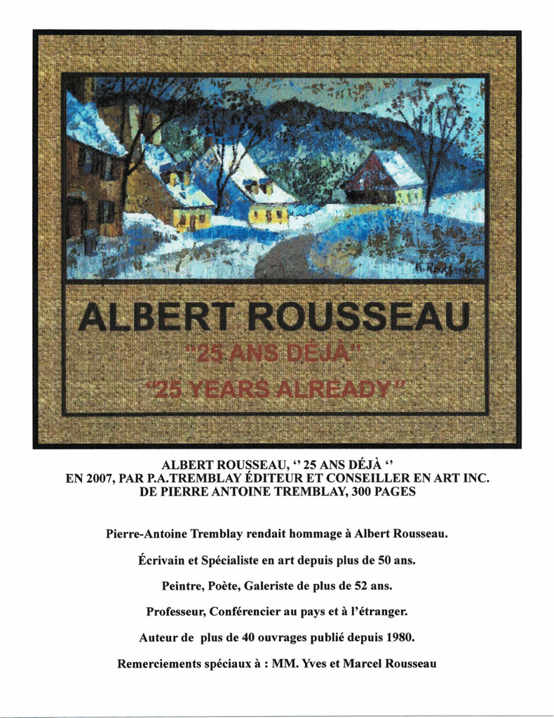 ROUSSEAU ALBERT, 1908-1982 (ÉBAQ / MOULIN DES ARTS / UDQ) - Galerie2000