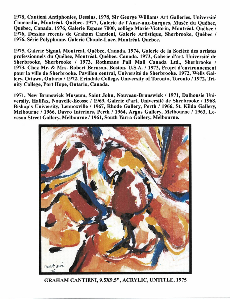 CANTIENI GRAHAM, 1938- (CONCORDIA / UQTR / UV) - Galerie2000