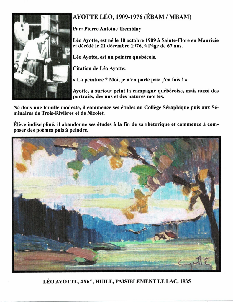 AYOTTE LÉO, 1909-1976, (ÉBAM / MBAM) - Galerie2000