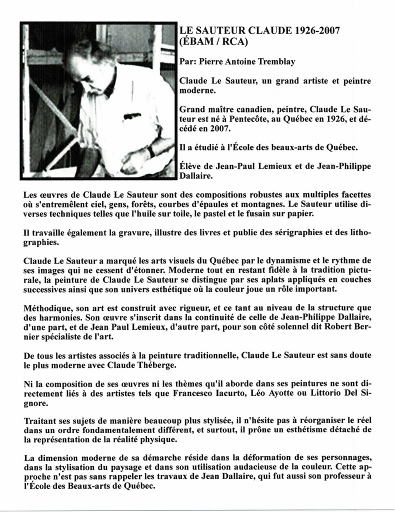 LE SAUTEUR CLAUDE, 1926-2007 (ÉBAM / RCA) - Galerie2000