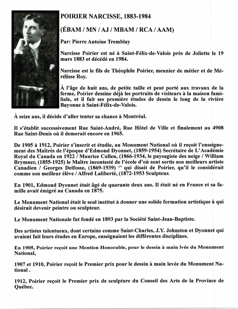 POIRIER NARCISSE, 1883-1984 (ÉBAM / MN / AJ / MBAM / RCA / AAM / PEINTRE DE LA MONTÉE SAINT-MICHEL) - Galerie2000