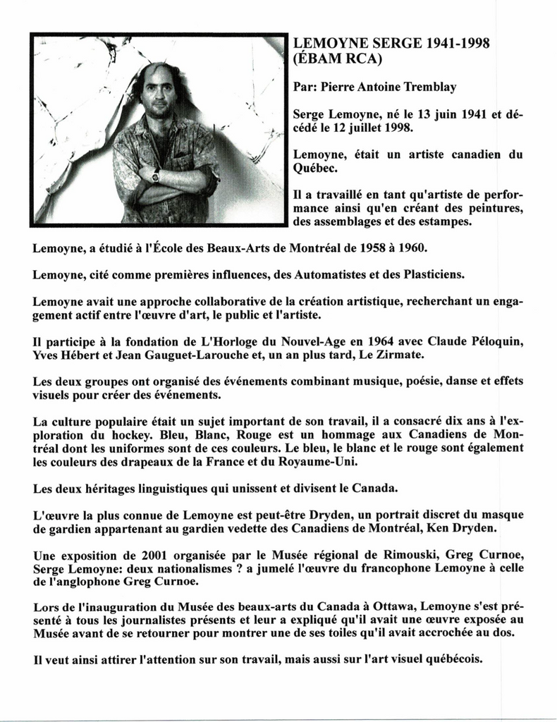 LEMOYNE SERGE, 1941-1998 ( ÉBAM / RCA) - Galerie2000