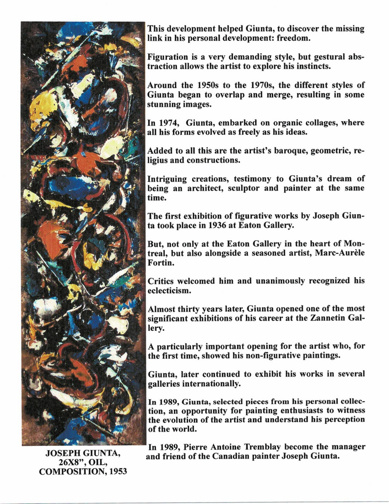 GIUNTA JOSEPH, 1911-2001 (MN / ÉBAM / AAM) - Galerie2000