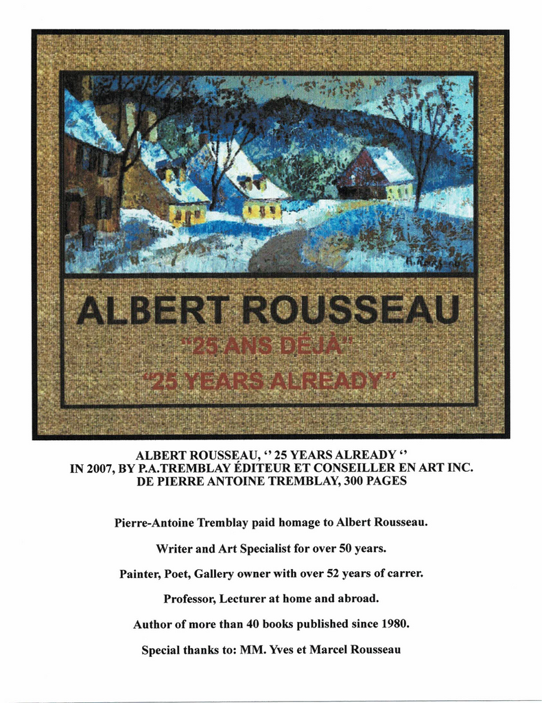 ROUSSEAU ALBERT, 1908-1982 (ÉBAQ / MOULIN DES ARTS / UDQ) - Galerie2000