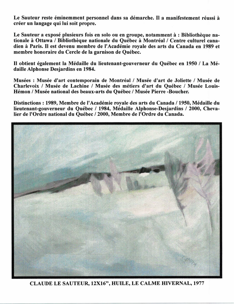 LE SAUTEUR CLAUDE, 1926-2007 (ÉBAM / RCA) - Galerie2000