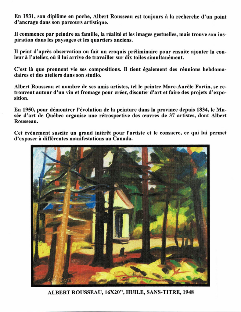 ROUSSEAU ALBERT, 1908-1982 (ÉBAQ / MOULIN DES ARTS / UDQ) - Galerie2000