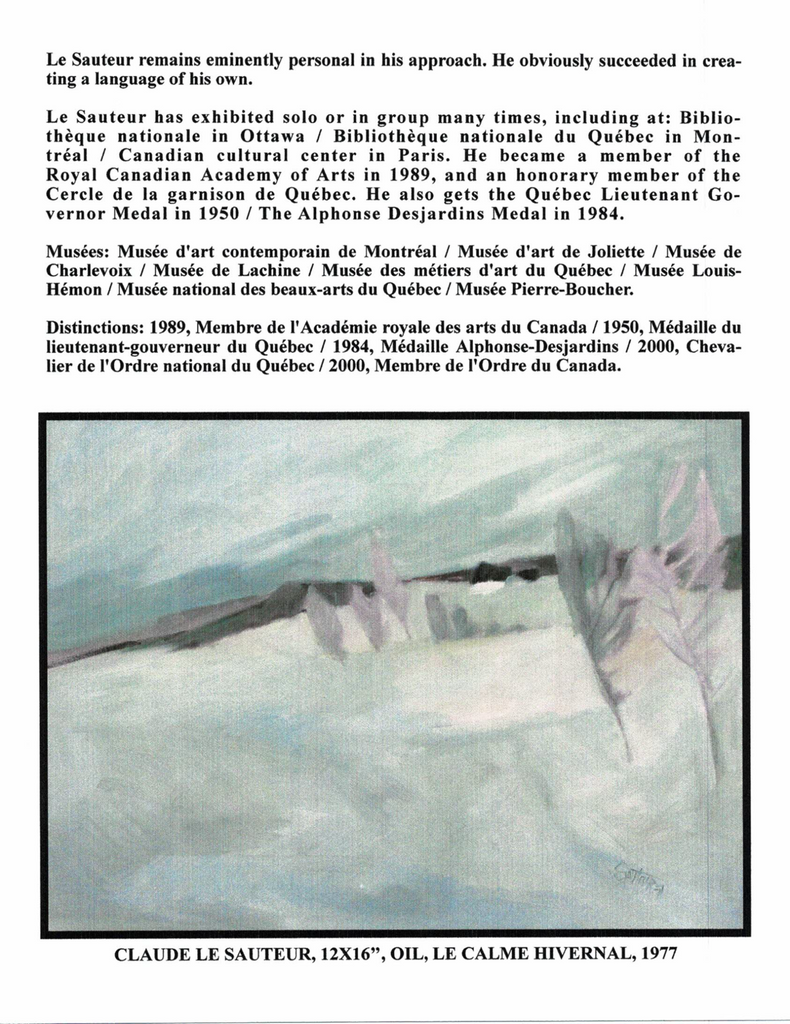 LE SAUTEUR CLAUDE, 1926-2007 (ÉBAM / RCA) - Galerie2000
