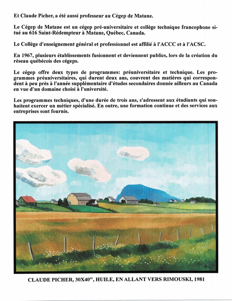 PICHER CLAUDE, 1927-1998 (RCA / ÉBAQ / ÉDL / ÉNSBAP / MBAQ / SAPQ / MBAC / MDQ) - Galerie2000