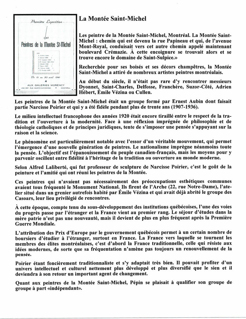 POIRIER NARCISSE, 1883-1984 (ÉBAM / MN / AJ / MBAM / RCA / AAM / PEINTRE DE LA MONTÉE SAINT-MICHEL) - Galerie2000